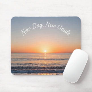 New Day New Goals Beach Sunrise Motivational Mouse Mat