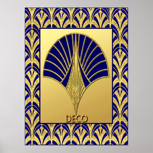New Deco Fan (Gold and Blue) Poster (Front)