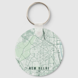 New Delhi India City Map & Custom Text Key Ring