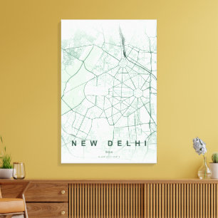 New Delhi India City Map Minimal Design Canvas Print