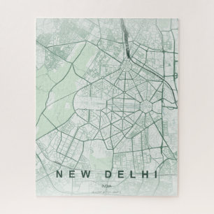 New Delhi India City Map Minimal Design Jigsaw Puzzle