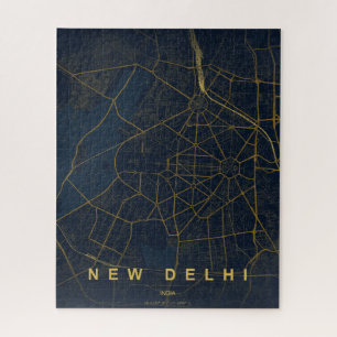 New Delhi India City Map Minimal Design Jigsaw Puzzle