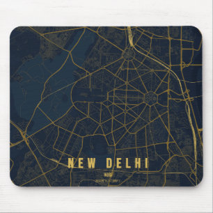 New Delhi India City Map Minimal Design Mouse Mat