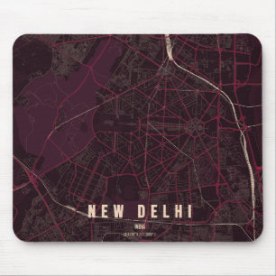 New Delhi India City Map Minimal Design Mouse Mat
