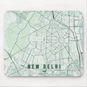 New Delhi India City Map Minimal Design Mouse Mat
