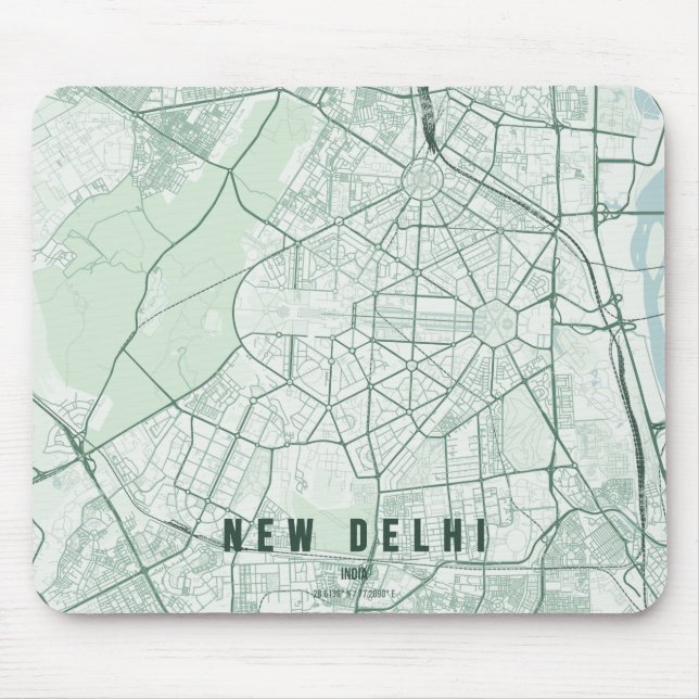New Delhi India City Map Minimal Design Mouse Mat (Front)