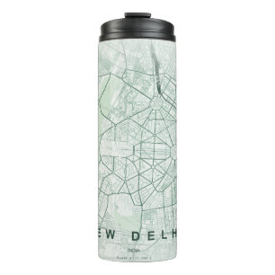 New Delhi India City Map Minimal Design Thermal Tumbler