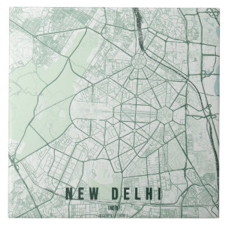 New Delhi India City Map Minimal Tile