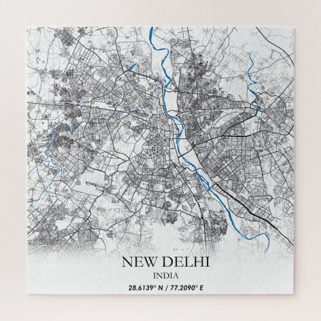 New Delhi India City Map Travel Simple Jigsaw Puzzle (Vertical)