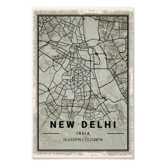 New delhi india map print poster canvas (Front)