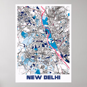 New Delhi - India MilkTea City Map Poster