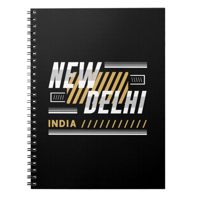 New Delhi India Modern Typography Graphic Design Notebook (Front)