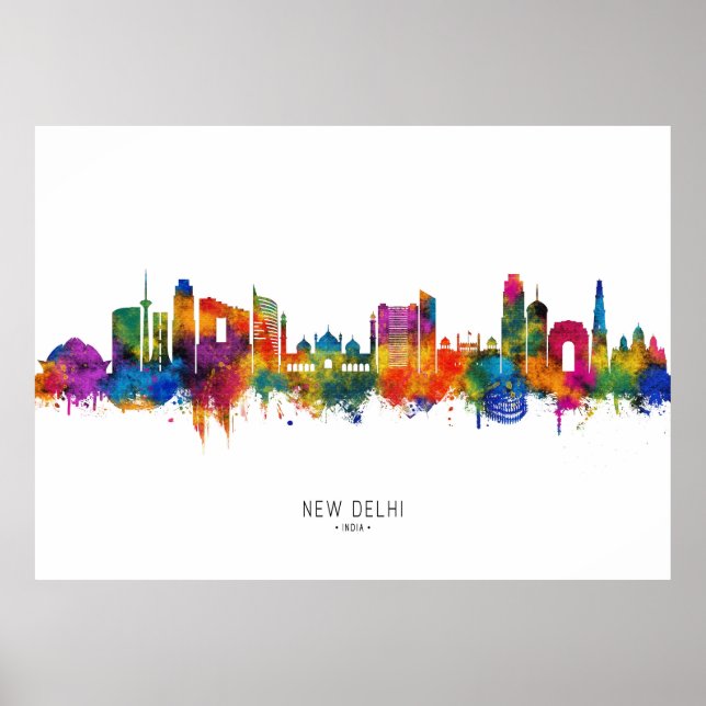 New Delhi India Skyline Poster (Front)
