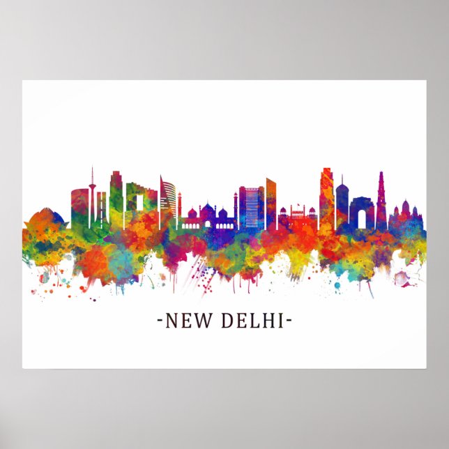 New Delhi India Skyline Poster (Front)