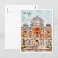 New Delhi India Travel Place Watercolor