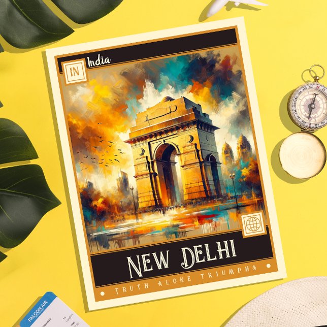 New Delhi, India | Vintage Painting Postcard (Creator Uploaded)