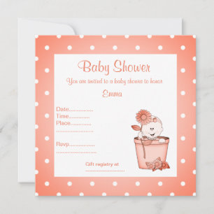 NEW design baby flowerpot orange unisex babyshower Invitation
