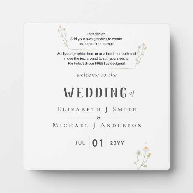 NEW! DESIGN OWN WEDDING SIGN PLAQUE (Front)