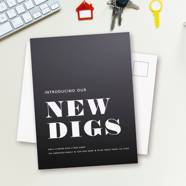 NEW DIGS Simple Modern Minimal Moving Announcement Postcard (Creator Uploaded)