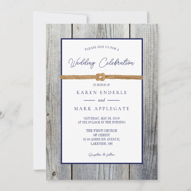 New Dockside Rope Rustic Wedding Invitation (Front)