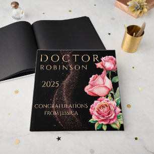 New Doctor, PhD Doctorate floral matte gift  Guest Book