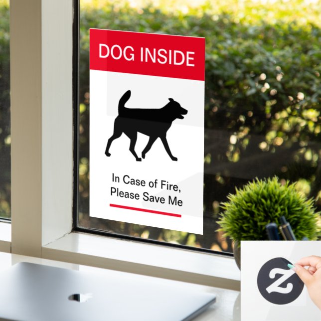 NEW! Dog Inside In case of Fire -Protect your Pets Window Cling (Office)