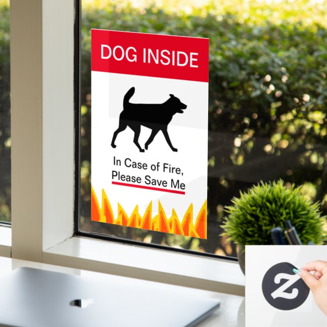 NEW! Dog Inside In case of Fire -Protect your Pets Window Cling (Office)