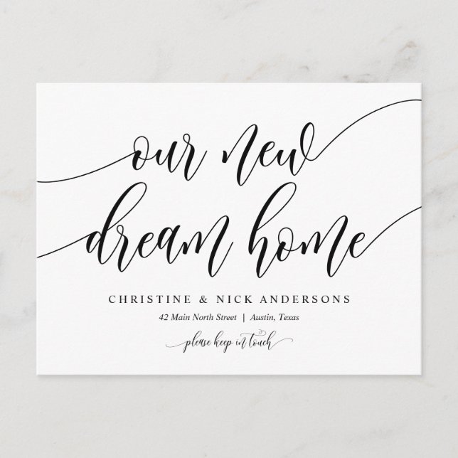 New Dream Home Address, Moving Announcement Postcard (Front)