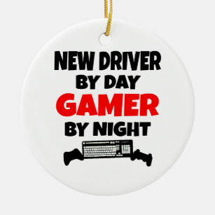 New Driver by Day Gamer by Night Ceramic Tree Decoration