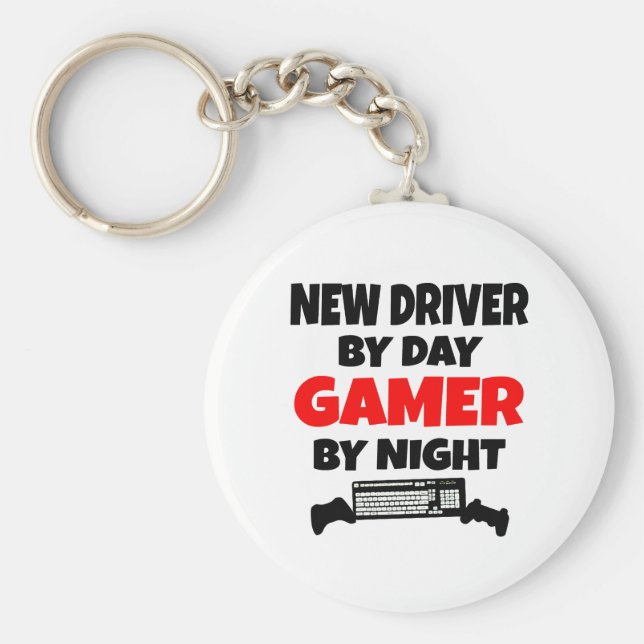 New Driver by Day Gamer by Night Key Ring (Front)