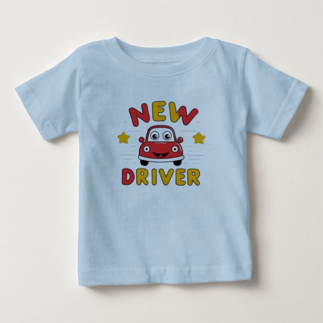 New Driver Cartoon Car T-Shirt (Front)