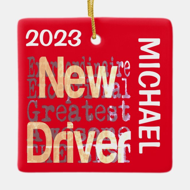 New Driver Extraordinaire CUSTOM Ceramic Ornament (Front)