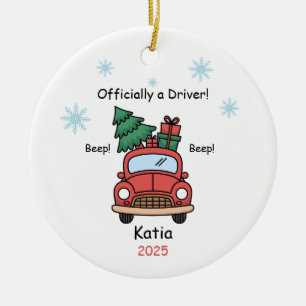 New Driver Ornament, Custom Licensed Driver Ceramic Tree Decoration