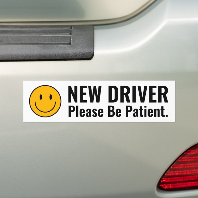 New Driver: Please Be Patient Bumper Sticker (On Car)