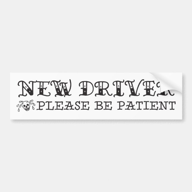 New Driver Tattoo Style Bumper Sticker (Front)