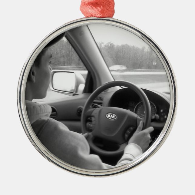New Driver (Teenager) Metal Tree Decoration (Front)