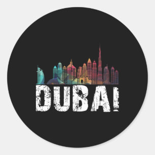 New Dubai Love Skyline Uni For Holidays In Dubai  Classic Round Sticker