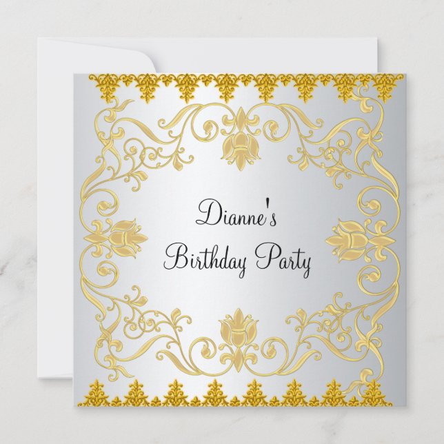 New  Elegant White Gold  Invitation (Front)