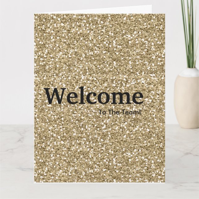 New Employee Welcome Gold Glitter Card (Front)