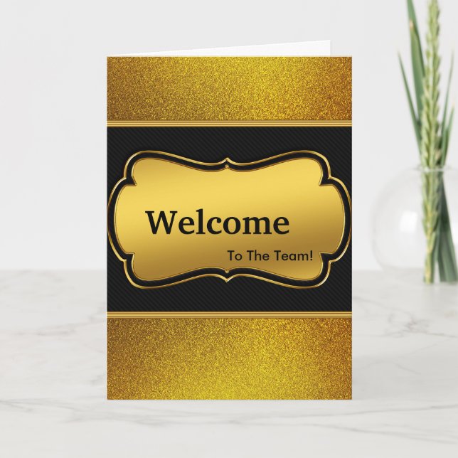 New Employee Welcome Gold Glitter Card (Front)