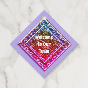 New Employee Welcome Vivid Blue Pink Professional Favour Tags