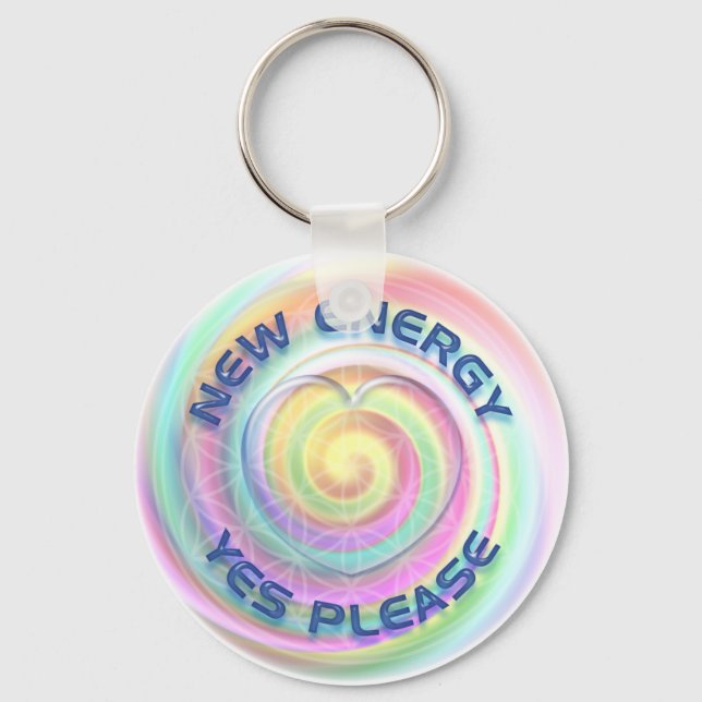 NEW ENERGY - YES PLEASE with heart Key Ring (Front)