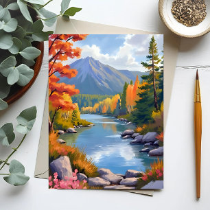 New England Autumn Fall Foliage Landscape Painting Postcard