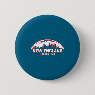 New England Boston City Skyline Graphic Art 6 Cm Round Badge