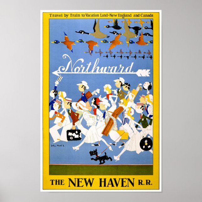 New England Canada Vintage Travel Poster (Front)