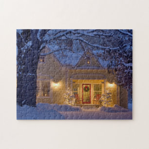 New England Christmas Photo Puzzle with Gift Box