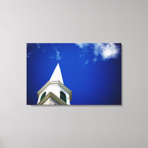 New England Church Steeple with a Royal Blue Sky Canvas Print