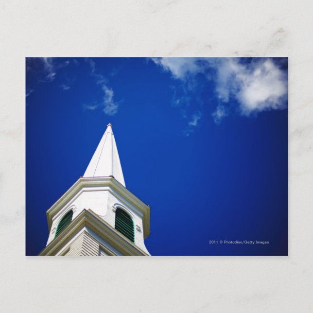 New England Church Steeple with a Royal Blue Sky Postcard (Front)