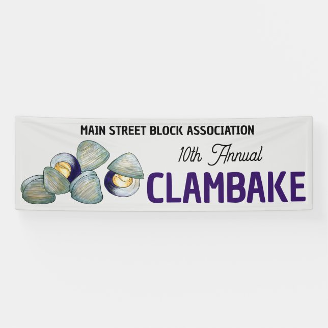 New England Clambake Clam Bake Beach Block Party Banner (Horizontal)