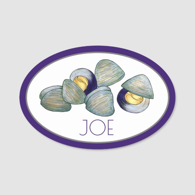 New England Clambake Clams Seafood Restaurant Name Tag (Front)